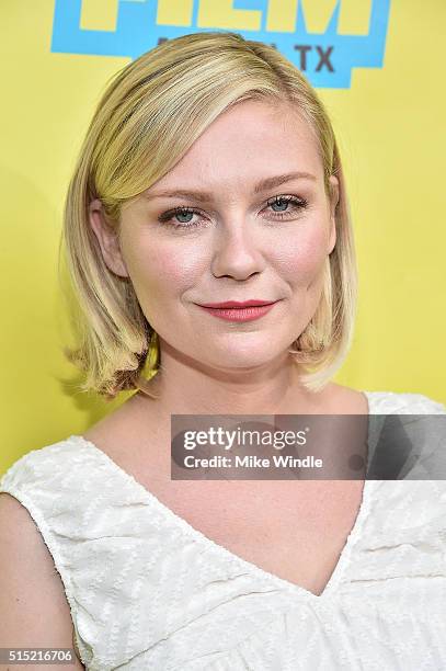 Actress Kirsten Dunst attends the screening of "Midnight Special" during the 2016 SXSW Music, Film + Interactive Festival at Paramount Theatre on...