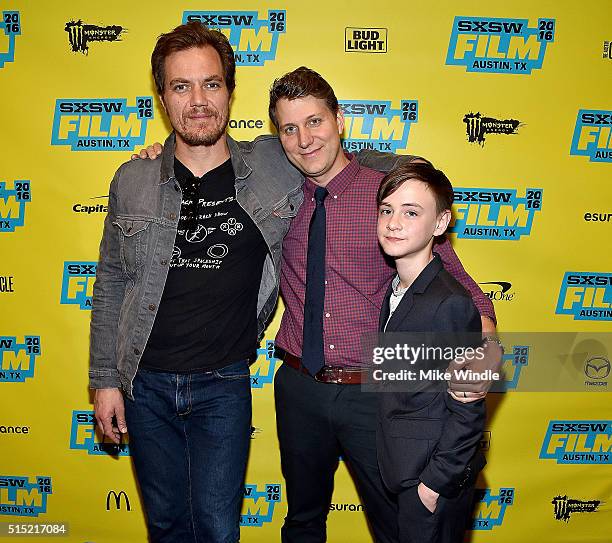 Michael Shannon, Jeff Nichols and Jaeden Lieberher attend the screening of "Midnight Special" during the 2016 SXSW Music, Film + Interactive Festival...