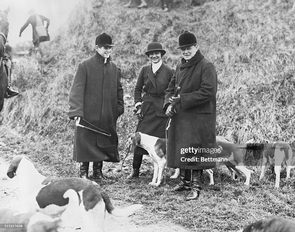 Winston Churchill Hunting with his Son Randolph and Coco Chanel