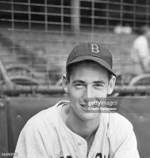 New York, NY: Here is a close up of Ted Williams who once said he'd rather be a fireman and is as hard to put out these days as any four alarmer.