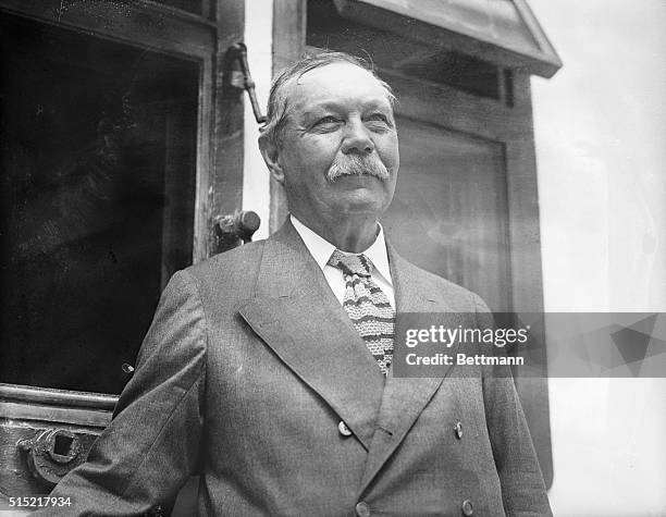 Author Sir Arthur Conan Doyle after a 1923 visit to America.