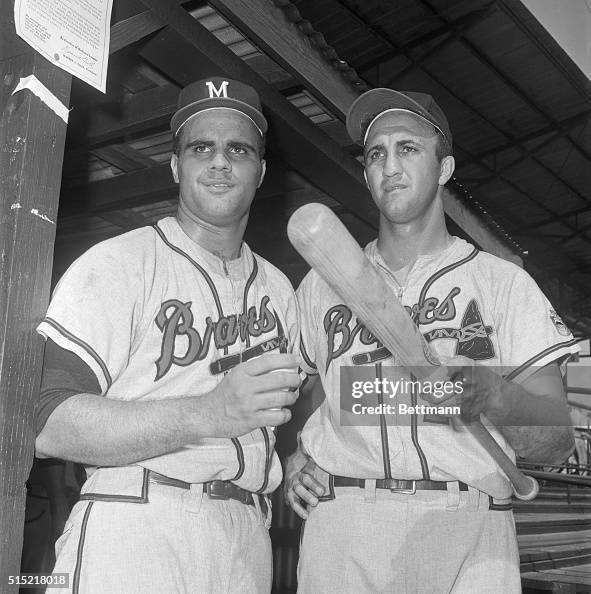 Joe And Frank Torre Pose with Bat Joe And Frank Torre Pose with Bat