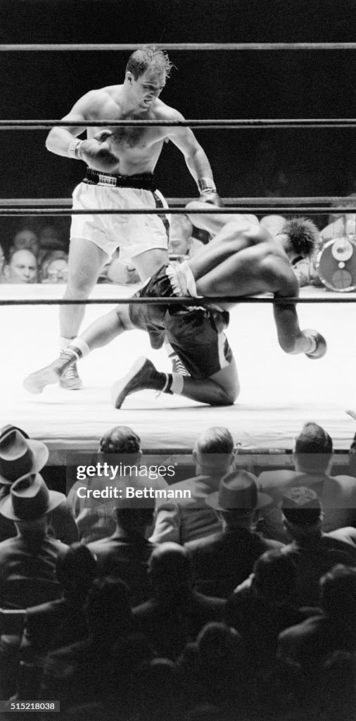 Rocky Marciano Knocking Down Archie Moore