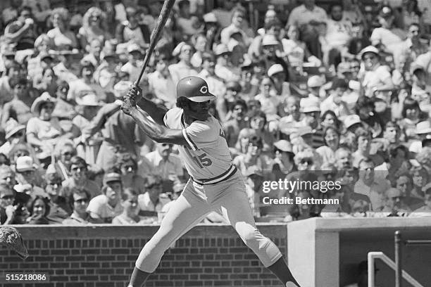 Chicago, Illinois-Cincinnati Reds' George Foster batting against Chicago Cubs.