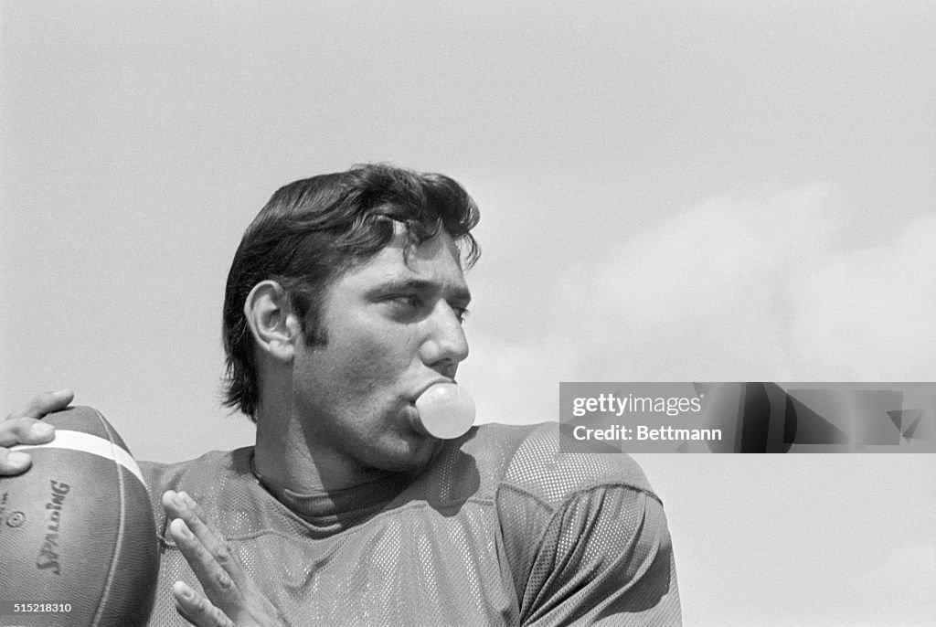 Joe Namath Blowing Bubble