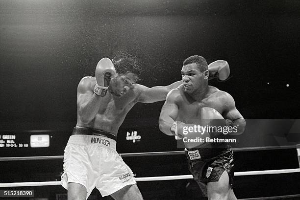 New York, New YorkMike Tyson lands a right hook to Mitch Green's face during the eighth round of their heavyweight bout at Madison Square Garden....