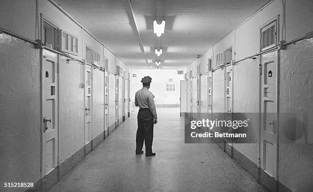 Bridgewater, MA- A guard stands in the hallway of the Massachusetts Correctional Institute, from which confessed "Boston Strangler" Albert DeSalvo...