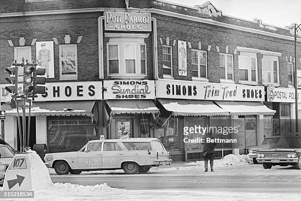Lynn, MA- This is Simon's Clothing Store in West Lynn, where confessed "Boston Strangler" Albert DeSalvo surrendered meekly to police after escaping...