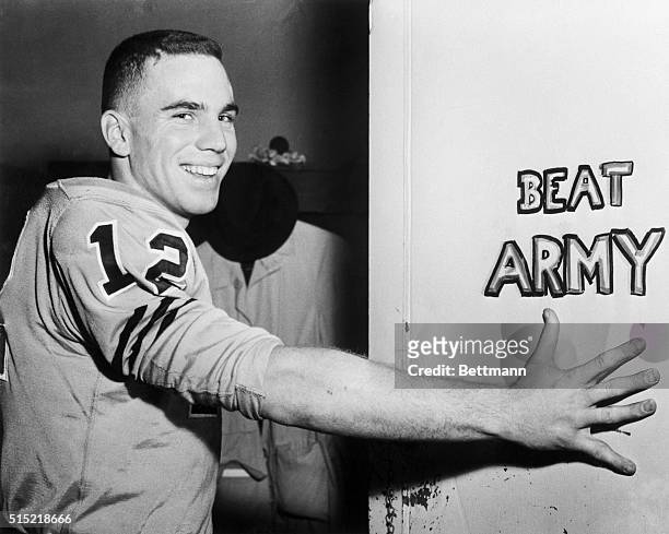 Annapolis, MD- Roger Staubach, Navy's spectacular quarterback, is shown at the U.S. Naval Academy, after it was announced that he had won the Heisman...