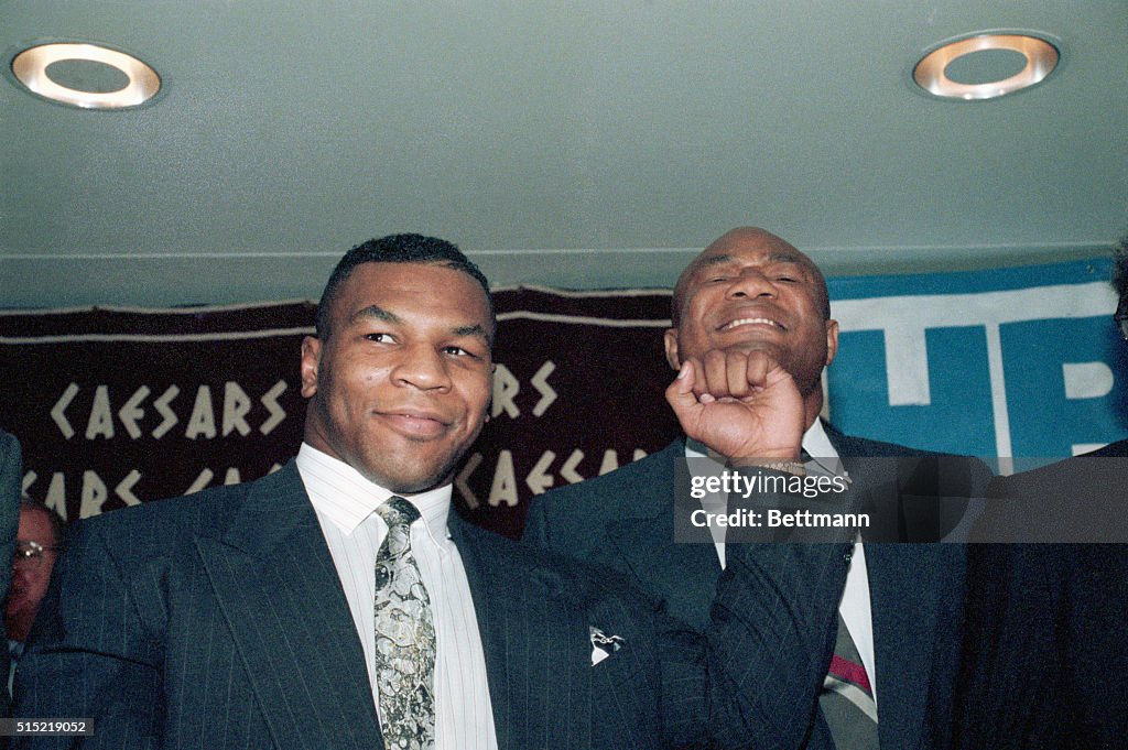 Tyson Pretend Punching George Foreman