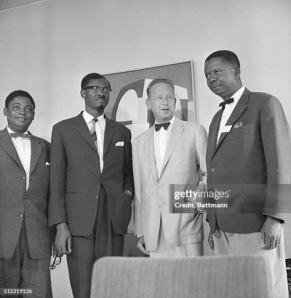 Washington, D.C.- Congo Premier Patrice Lumumba appears quizzical at a press conference today at which he renewed, in vague terms, his threat to...