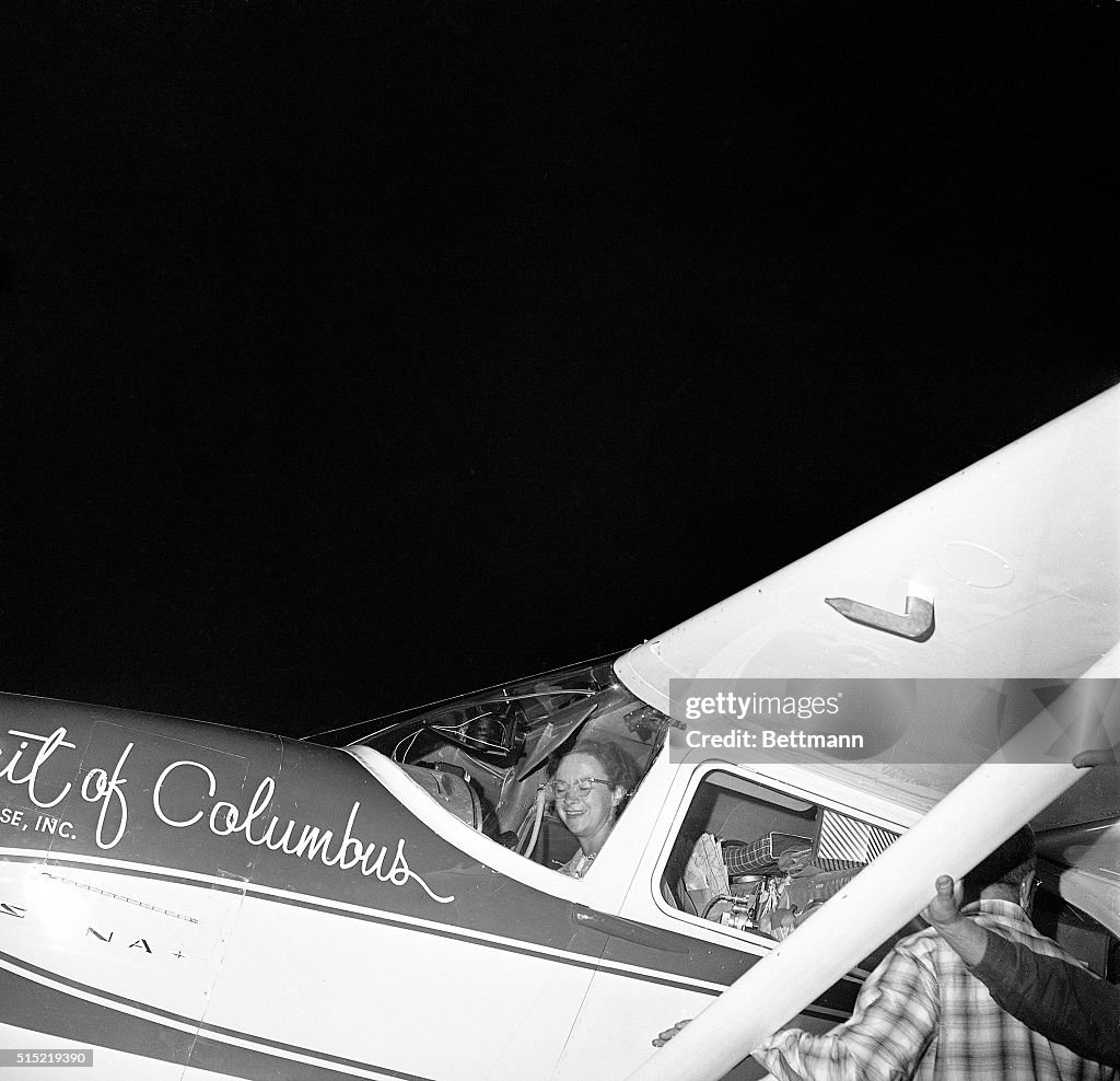 Aviatrix Jerrie Mock Seated in Plane