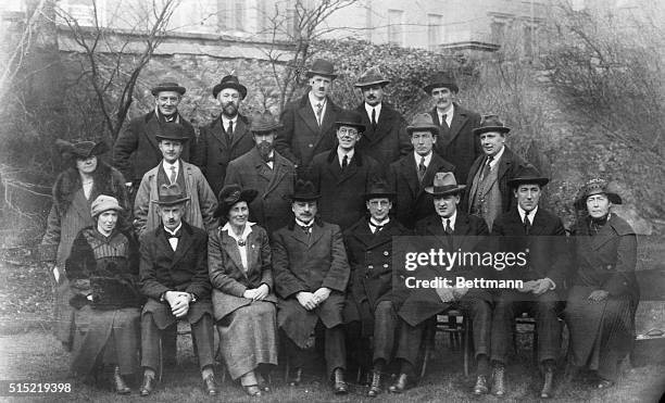 Sinn Fein Standing Committee- Left to right, front row: Mrs. Ceanant, Mr. E. Duggan, Dr. Kathleen Lynn, Arthur Griffiths, Eamon De Valera, Michael...