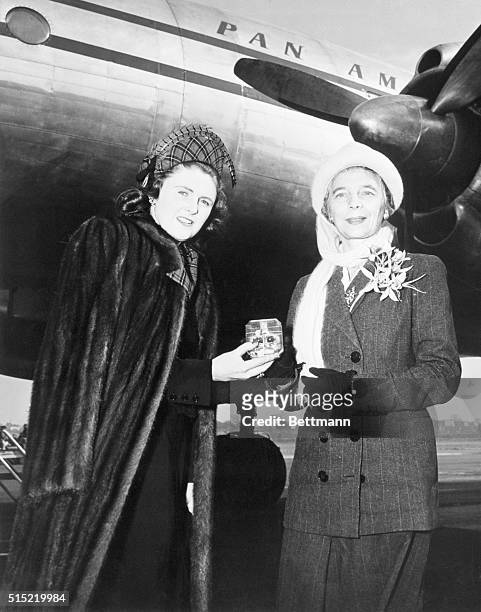 New York, New York-Mrs. Pamela Churchill former daughter-in-law of Winston Churchill, and Princess Margarita Matchabelli, as they arrived at New York...