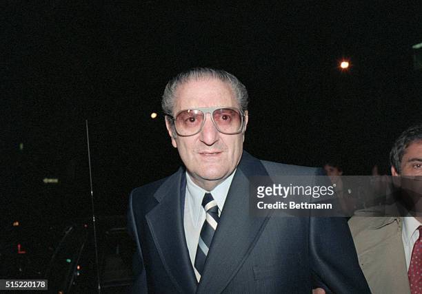 Reputed Mafia bosses Paul Castellano and Anthony Salerno leave Federal Court after posting $2 million bail each 2/26. The 3 other New York City Mafia...