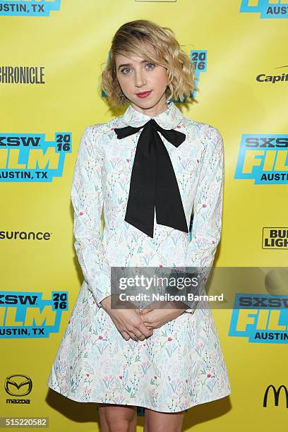 Actress Zoe Kazan attends the "My Blind Brother" premiere during the 2016 SXSW Music, Film + Interactive Festival at Topfer Theatre at ZACH on March...