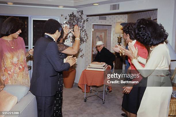 Hollywood, California: Producer Norman Lear joins the cast of The Jeffersons 2/22 as they celebrate the taping of the 200th episode of the hit...