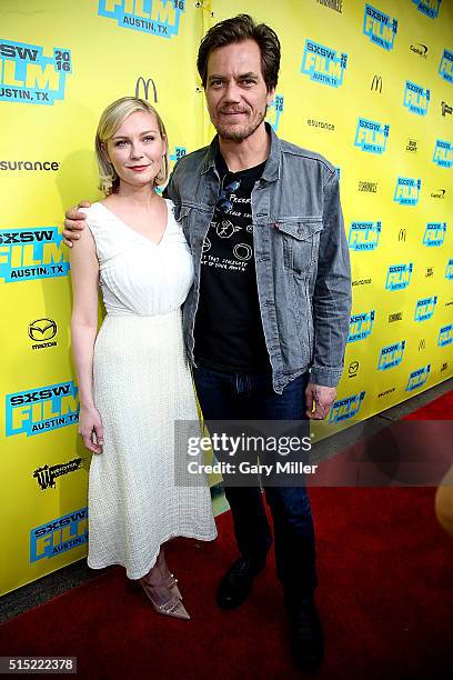Kirsten Dunst and Michael Shannon attend the premiere of "Midnight Special" at the Paramount Theater during the South by Southwest Film Festival on...