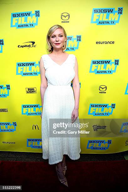 Kirsten Dunst attends the premiere of her film "Midnight Special" at the Paramount Theater during the South by Southwest Film Festival on March 12,...