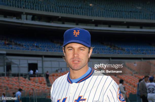 Portrait of John Stearns, catcher for the New York Mets baseball team.