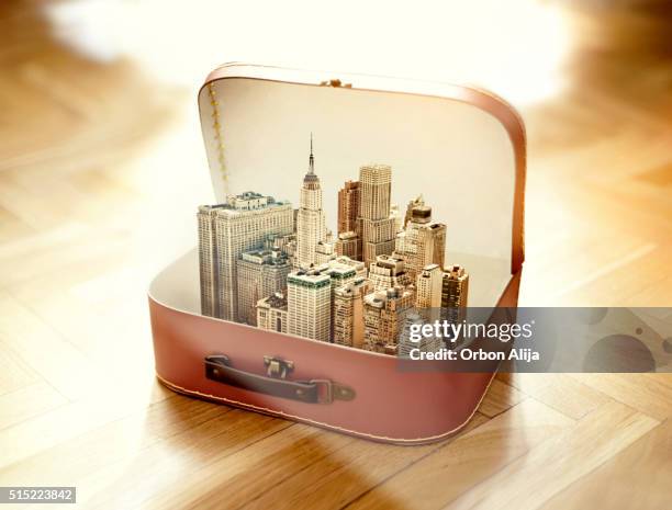 suitcase with new york city - us open 個照片及圖片檔