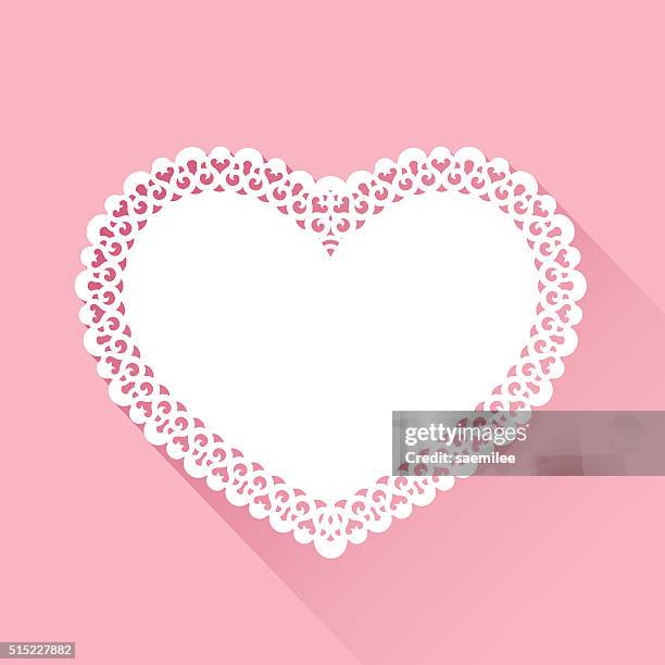 bildbanksillustrationer, clip art samt tecknat material och ikoner med heart doily background - virkad duk