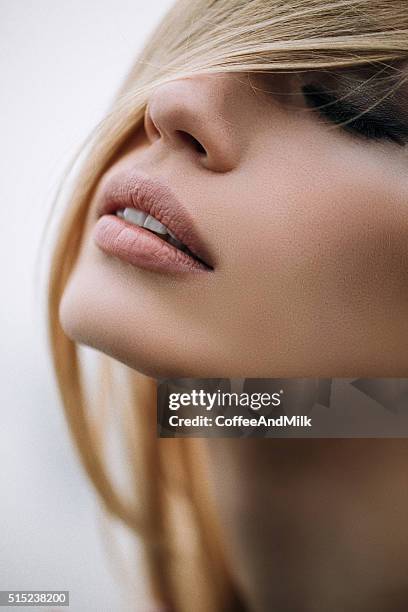 portrait of a beautiful woman - eyes closed close up stock pictures, royalty-free photos & images