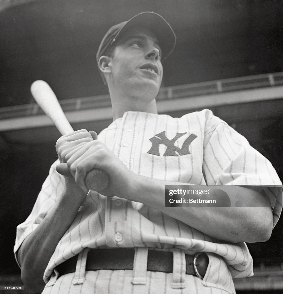 Joe DiMaggio with Bat