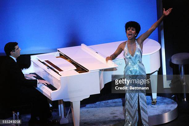 New York, New York: Singer Diahann Carroll with Marvin Hamlisch performing at the Tony Awards.
