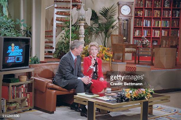 Manhattan, New York, New York: Mrs. Nancy Reagan appears on the Good Morning America show with David Hartman on ABC-TV.