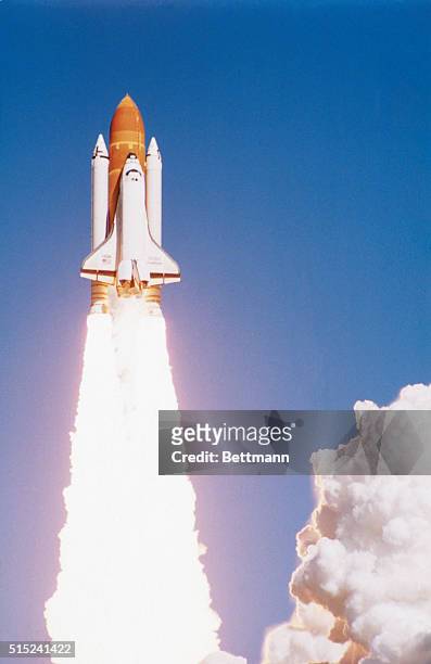 The final moments of the Space Shuttle Challenger as it leaves the launch pad on January 28, 1986.