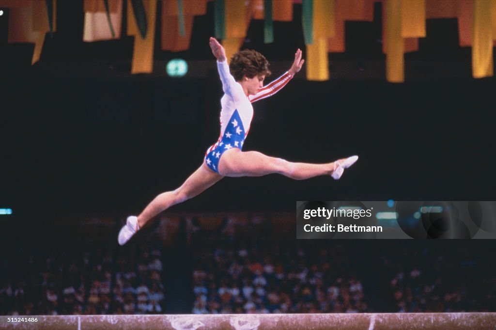 Mary Lou Retton Performing on Balance Beam
