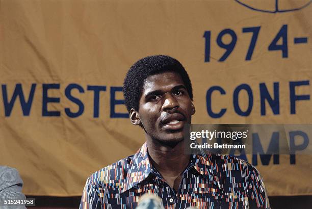 Basketball player Robert Parish, the number one draft choice of the Golden State Warriors. Parish would later go on to play for the Boston, Celtics...