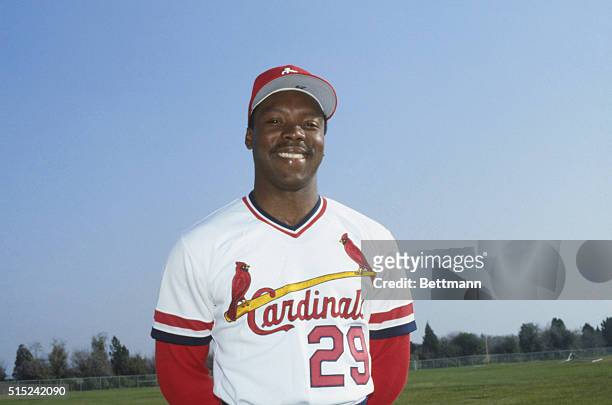 Portrait of Vince Coleman, St. Louis Cardinals rookie left fielder.