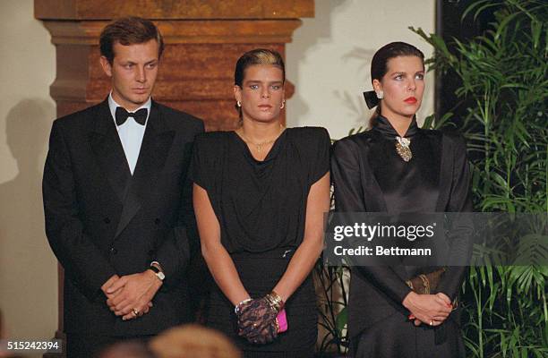 Monaco: Monaco royal family with VIPS at Princess Grace Foundation award and grant dinner.