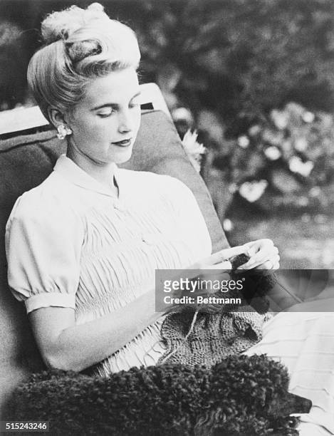 The Woolworth's heiress, Barbara Hutton, knitting for the Allied cause.