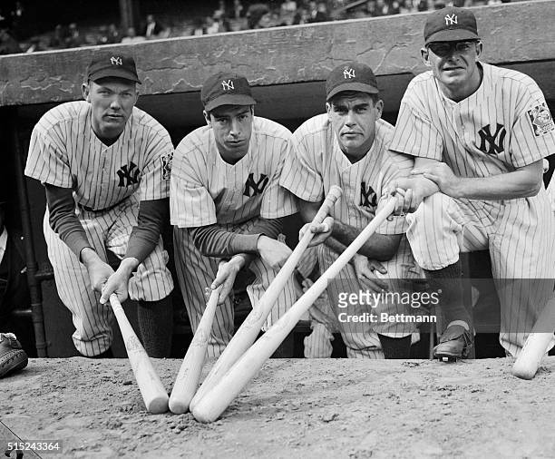 Here is a quartet of New York Yankees calculated to give any pitcher nightmares. Each member of the quartet bats .300 and all are ready to cut fresh...