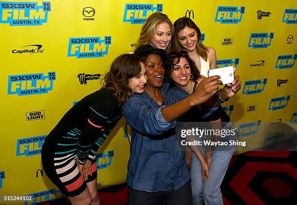 Actors Helen Rogers, Cassandra Freeman, Paten Hughes, Layla Khoshnoudi and Christine Evangelista attend the premiere of "Long Nights Short Mornings"...