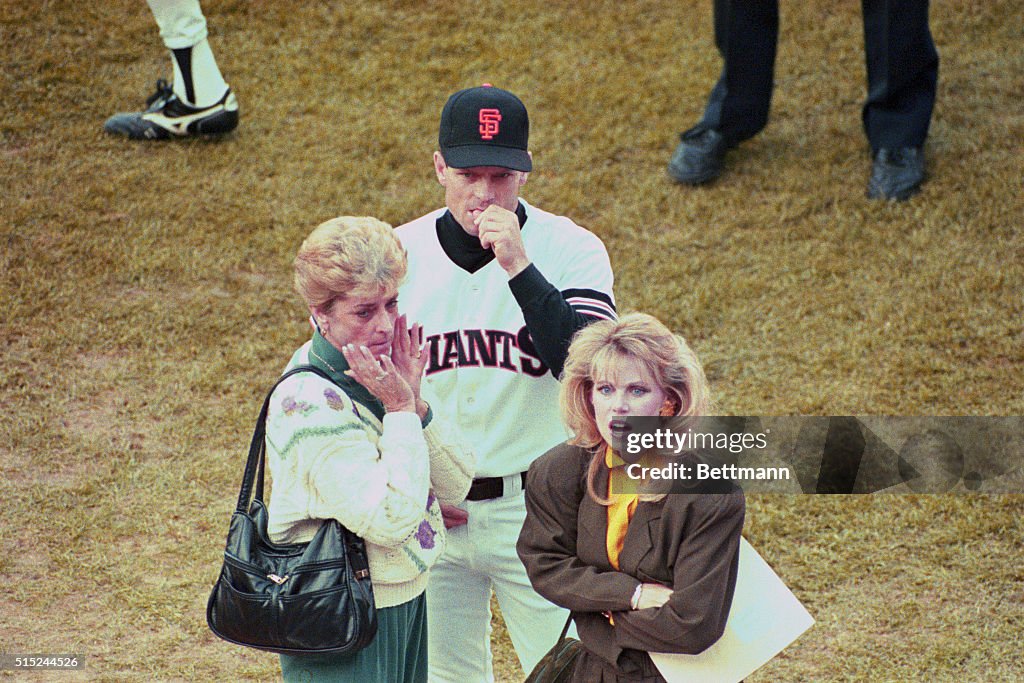 Baseball Player and Family Members After a Quake