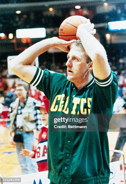 Celtic LaRRY Bird shooting during All-Stars 3-point competition.