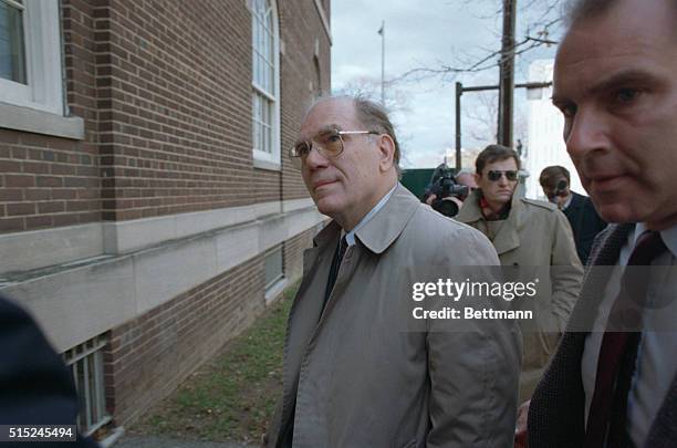 Alexandria, Virginia: Political extremist Lyndon LaRouche enters United States District Court, November 21st, to face charges of mail fraud and tax...