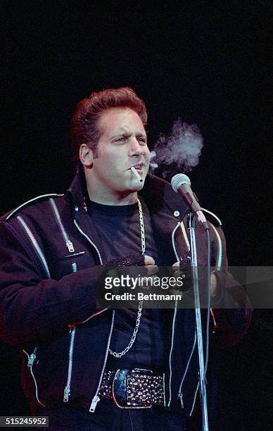 San Diego: Andrew Dice Clay, the off-color comedian that stirred controversy amongst women's groups and other comedians, fires up a cigarette at a...