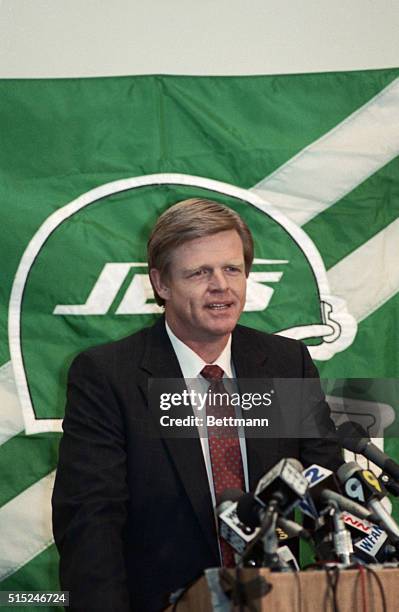 Hempstead, New York: Bruce Coslet, former Cincinnati Bengals offense coordinator, speaks to the press, February 6th, after he was named the head...