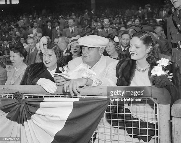 New York: In a box seat adjacent to the Giants' dugout at the Polo Grounds sat ever-popular Babe Ruth, with his wife and daughter, Mrs. Julia...
