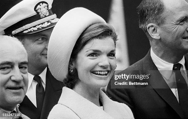 Jacqueline Kennedy at the launching of the USS Lafayette submarine.