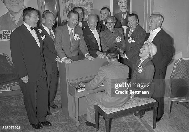 New York, New York: National Arts and Sports Committee for the Election of Ike at the Sert Room, Waldorf Astoria. Photo shows members of the sport...
