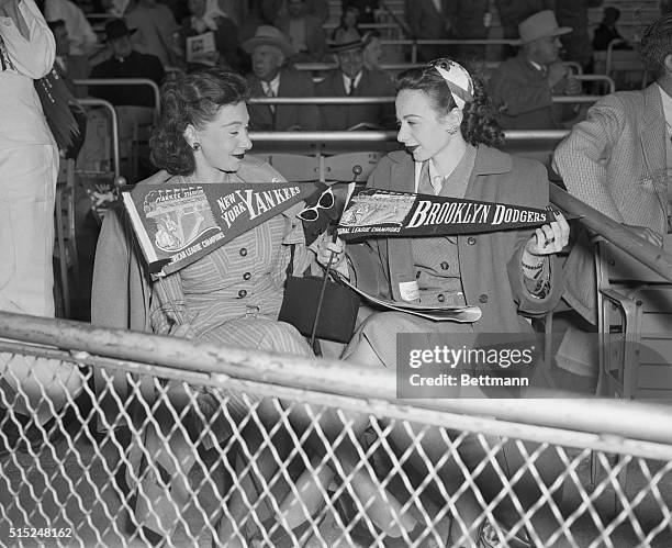 Baseball World Series 1947. Bronx, New York, New York: Crowd scenes at Yankee Stadium during first game of the World Series between the NY Yankees...