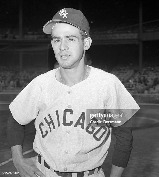 Chicago White Sox shortstop Luis Aparicio stands in Yankee Stadium during a 1959 game against New York. Chicago won the game in 11 innings, 4-3.