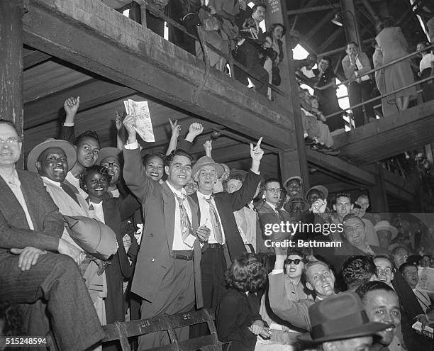 Dodgers vs. Phillies. Ebbets Field. Brooklyn, New York: Standing room only, but still happy. October 1, 1950.