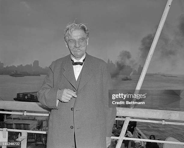Dr. Albert Schweitzer is shown here aboard the Nieuw Amsterdam.